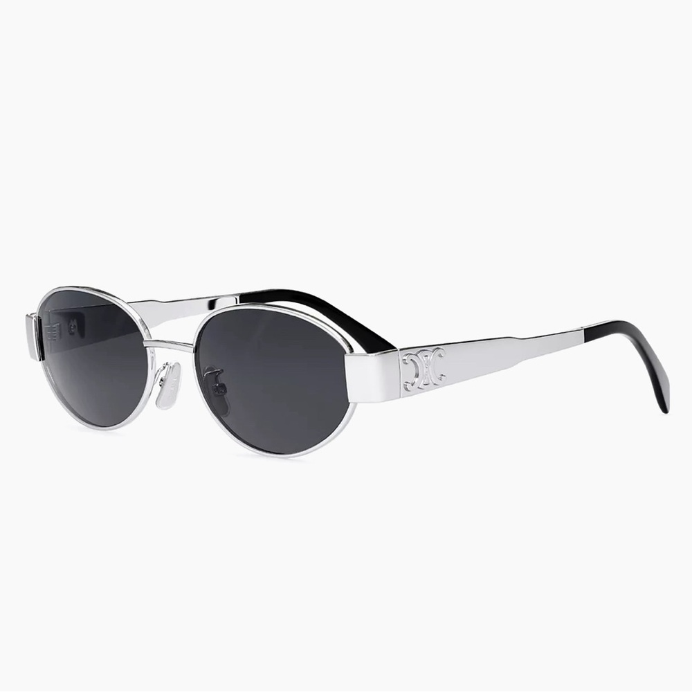 CELINE silver Triomphe 54MM Oval Sunglasses